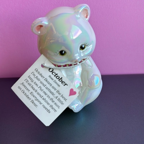 FENTON October Teddy Bear Figurine 3.5” Opalescent Art Glass - Picture 3 of 7